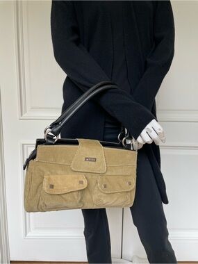 Women’s Tan Corduroy Top-Handle Bag